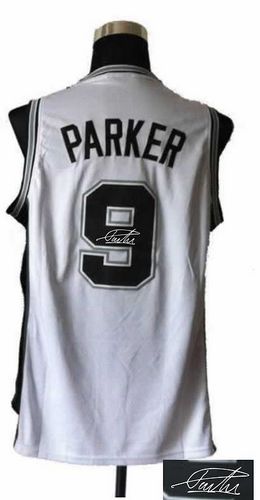 White Revolution 30 Autographed Spurs #9 Tony Parker Stitched NBA Jersey